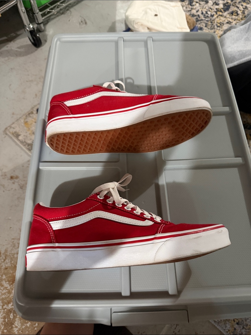 Vans Red and White Old Skool Sneakers - Picture 5 of 5